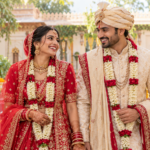 Neha and Vivek celebrating a family-supported match found through Vivah Partner